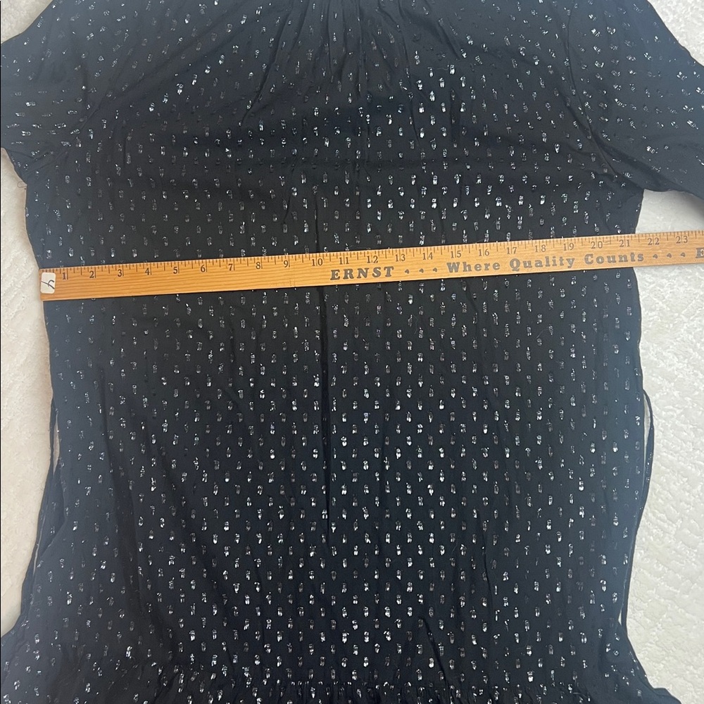 New! Gap black and metallic mock neck long ballon sleeves ruffle hem mini dress - Picture 8 of 13